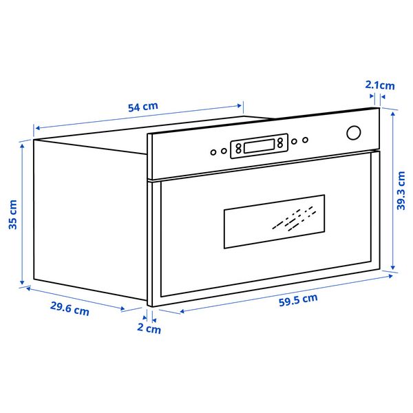 MATÄLSKARE Микроволновая печь - ИКЕА 300 нержавеющая сталь - схема-чертеж с размерами