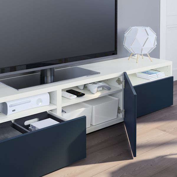 Тумба под ТВ, белый/Нотвикен синий 180x42x39 см IKEA BESTÅ БЕСТО 093.283.76 - фото 3