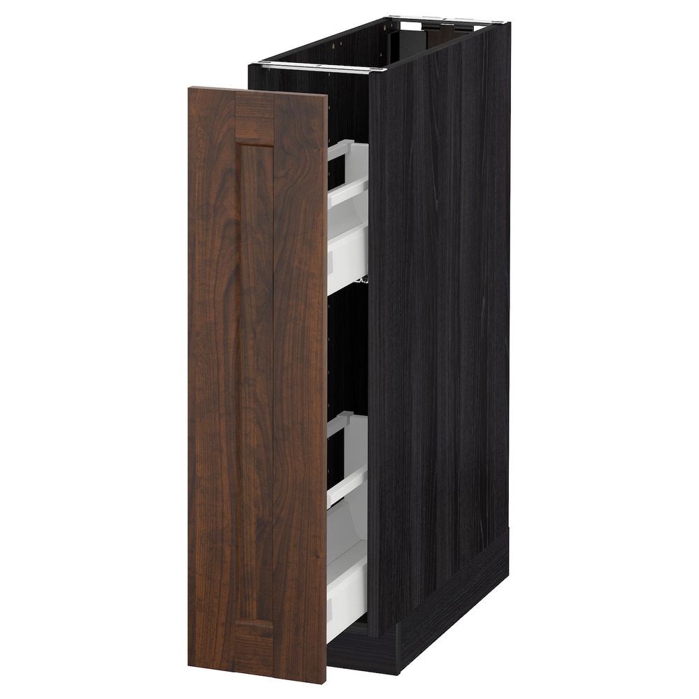 Напольный шкаф, выдвижной внутри элем, черный/Эдсерум коричневый 20x60 см IKEA МЕТОД 692.263.13 - схема-чертеж с размерами