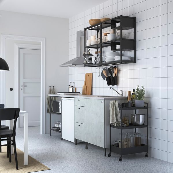 Кухня, 223x63.5x222 см, антрацит, под бетон IKEA BEGIVENHET БЕГИВЕНХЕТ 093.378.61 - фото 3