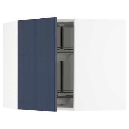 Угловой навесного шкаф с вращающейся секц, белый/Ерста черно-синий 68x60 см IKEA METOD МЕТОД 092.755.80