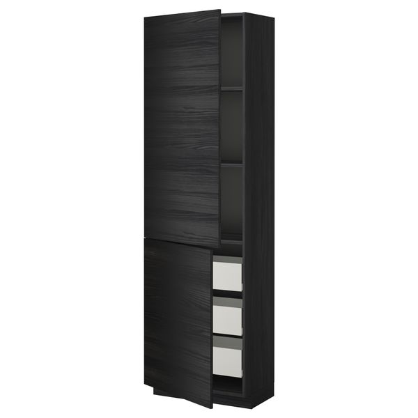Высокий шкаф + полки, 3 ящика, 2 дверцы МЕТОД / ФОРВАРА, черный, Тингсрид черный - фото 1