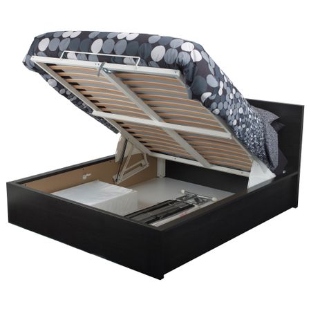 Кровать с подъемным механизмом МАЛЬМ, черно-коричневый