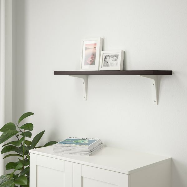 Полка навесная, коричнево-чёрный, белый, 80x20 см IKEA БЕРГСХУЛЬТ / ЭКБИ СТЁДИС 792.906.43 - схема-чертеж с размерами