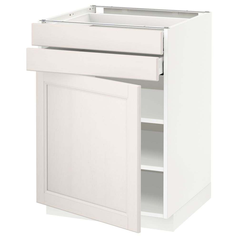 Напольный шкаф с дверцей, 2 ящиками МЕТОД / МАКСИМЕРА, белый, Лаксарби белый - схема-чертеж с размерами