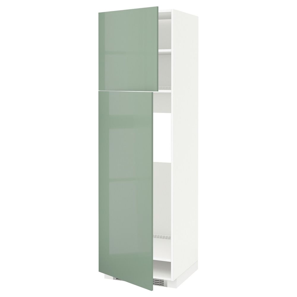 Высокий шкаф для холодильника/2дверцы, белый, Калларп светло-зеленый, 60x60x200 см IKEA МЕТОД 492.987.30 - схема-чертеж с размерами