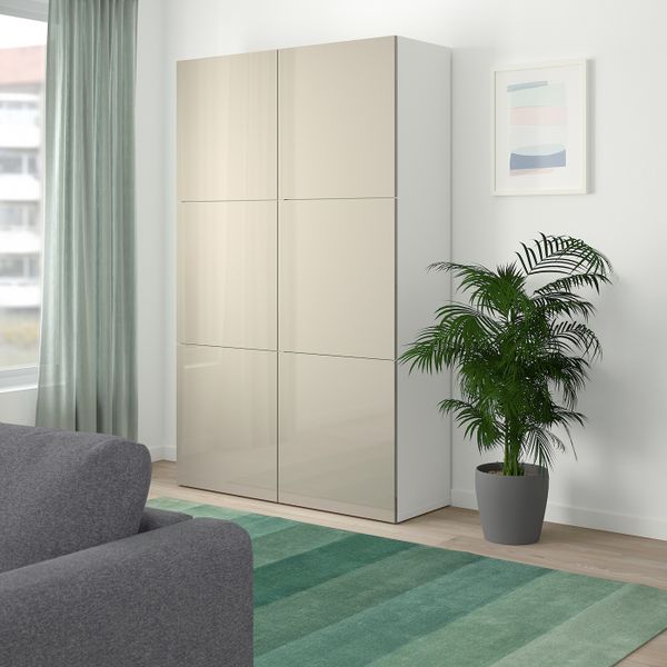 Комбинация для хранения с дверцами, белый/Сельсвикен глянцевый, бежевый 120x42x193 см IKEA BESTÅ БЕСТО 992.471.54 - фото 6