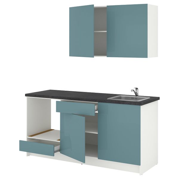 Кухня, глянцевый/синяя бирюза 180x61x220 см IKEA KNOXHULT КНОКСХУЛЬТ 094.243.87 - фото 1