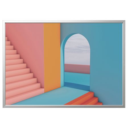Картина с рамой, Дверной проем, цвет алюминия, 140x100 см IKEA BJÖRKSTA БЬЁРКСТА 795.089.15