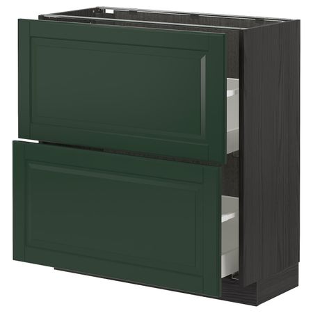 Напольный шкаф с 2 ящиками, черный/Будбин темно-зеленый 80x37 см IKEA МЕТОД / МАКСИМЕРА 593.145.60