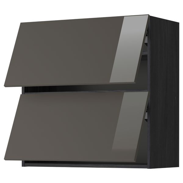 Навесной шкаф, 2 дверцы, горизонтальный МЕТОД, черный, Рингульт серый - схема-чертеж с размерами