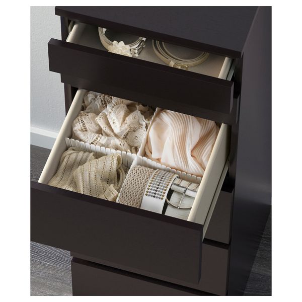 Комод с 6 ящиками, черно-коричневый, зеркальное стекло 40x123 см IKEA МАЛЬМ 603.685.90 - фото 3