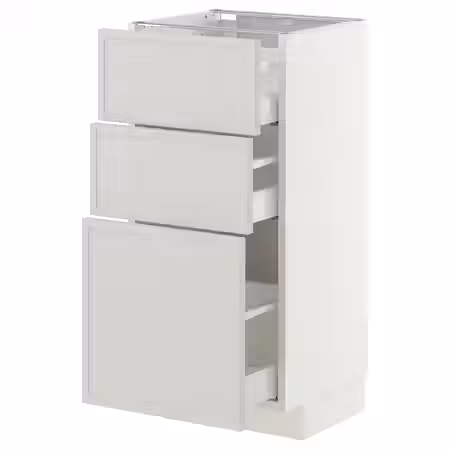 METOD / MAXIMERA Напольный шкаф с 3 ящиками - белый/Aspudden светло-серый 40x37 см