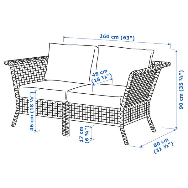 IKEA в интерьере - схема-чертеж с размерами