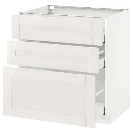 Напольный шкаф с 3 ящиками МЕТОД / МАКСИМЕРА, белый, Сэведаль белый