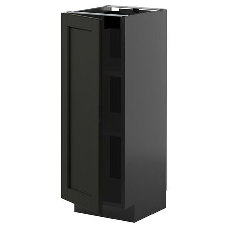 METOD Напольный шкаф с полками - черно-серый/Lerhyttan черная морилка 30x37 см