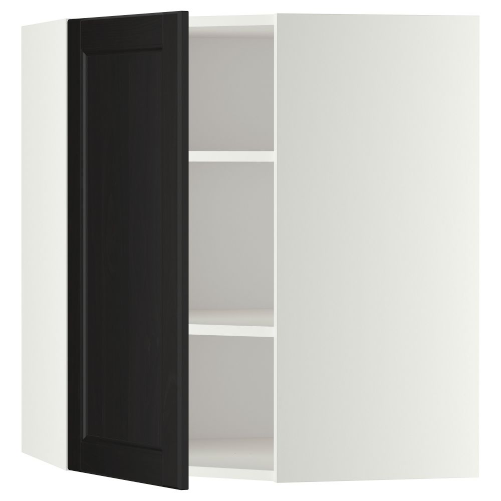 Угловой навесной шкаф с полками МЕТОД, белый, Лаксарби черно-коричневый - схема-чертеж с размерами