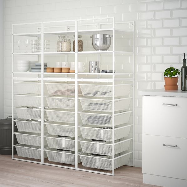 Открытая комбинация для хранения, белый 148x51x173 см IKEA JONAXEL ЙОНАКСЕЛЬ 792.976.87 - схема-чертеж с размерами