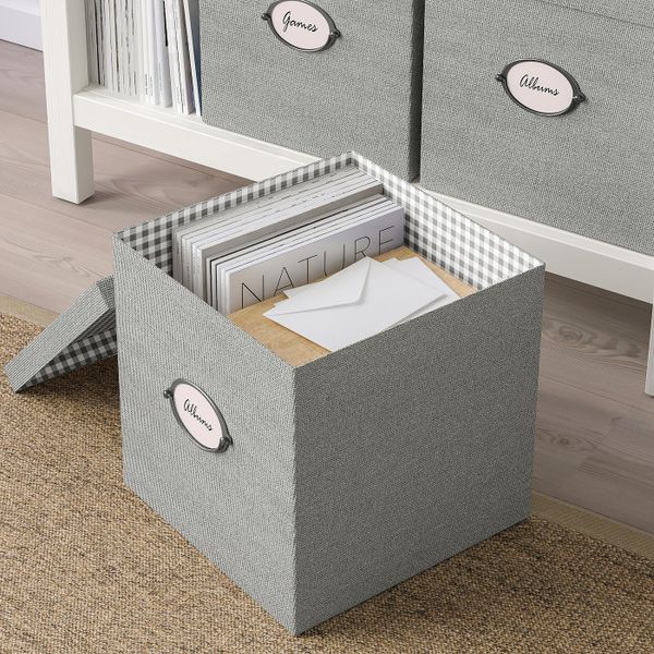 Коробка с крышкой, серый, 30x30x30 см IKEA КВАРНВИК 104.128.83 - фото 4