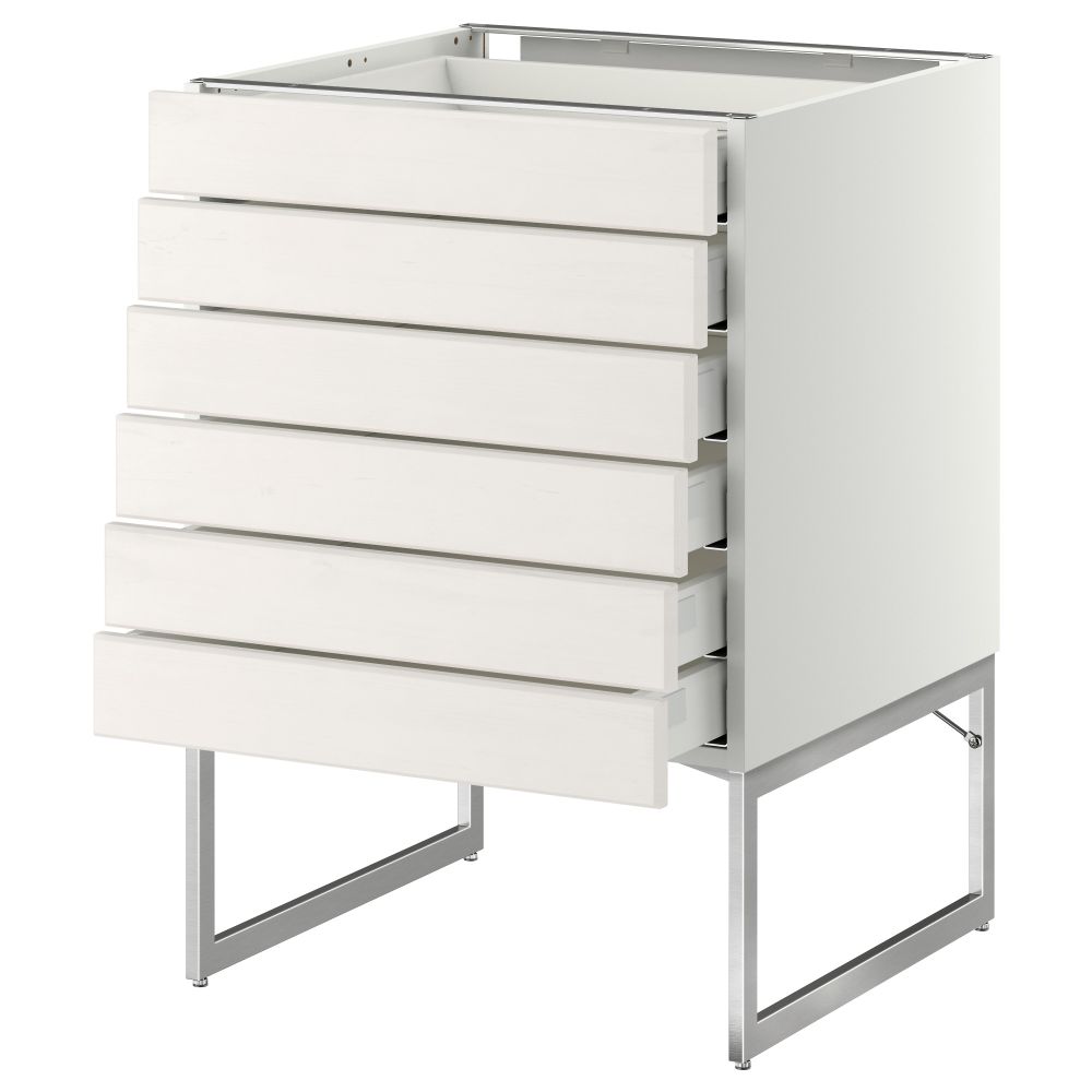 Напольный шкаф 6 фронтальных панелей, 6 нижних ящиков МЕТОД / МАКСИМЕРА, белый, Лаксарби белый - схема-чертеж с размерами