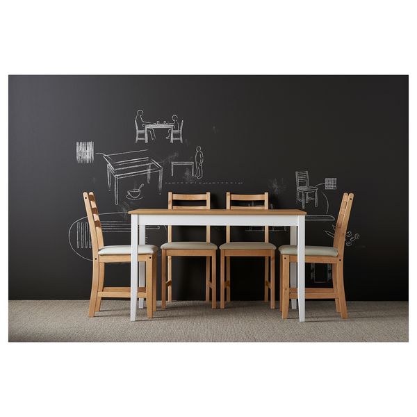 Стол ЛЕРХАМН, светлая морилка антик, белая морилка (118x74 см) - фото 2