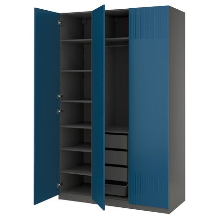 PAX / FYRUDDEN Гардероб, комбинация - темно-серый/синий 150x60x236 см
