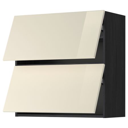 Навесной шкаф, 2 дверцы, горизонтальный МЕТОД, черный, Рингульт кремовый