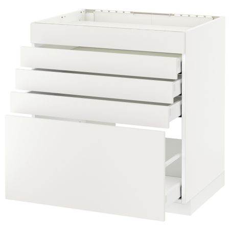 Напольный шкаф для варочной панели, 5 фасадов, 4 ящиков МЕТОД / МАКСИМЕРА, белый, Хэггеби белый