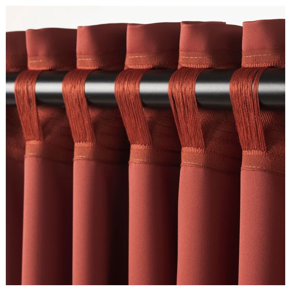 Гардины, блокирующие свет, 1 пара МАЙГУЛЛ, оранжевый (145x300 см) - фото 2