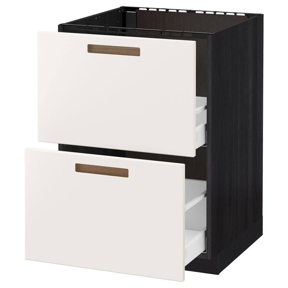 Напольный шкаф под мойку + 2 фронтальных панели, 2 ящика МЕТОД / МАКСИМЕРА, черный, Мэрста белый - схема-чертеж с размерами