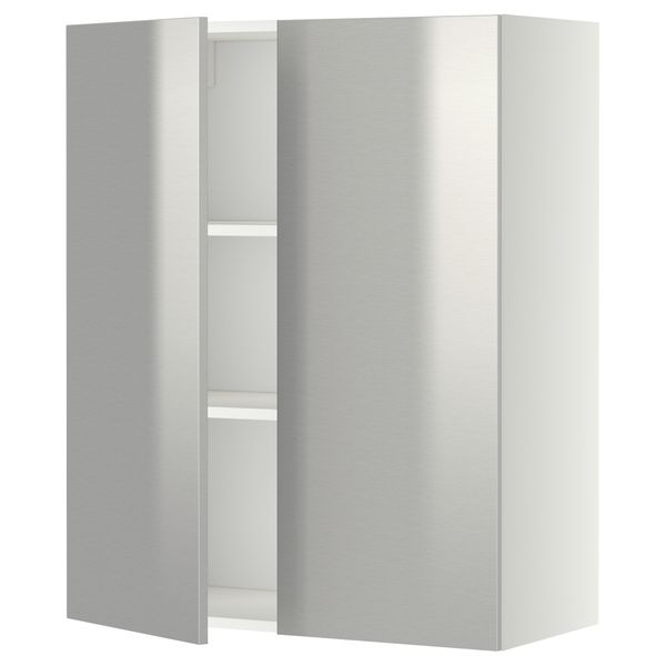 Навесной шкаф с полками, 2 дверцы МЕТОД, белый, Гревста нержавеющ сталь - схема-чертеж с размерами