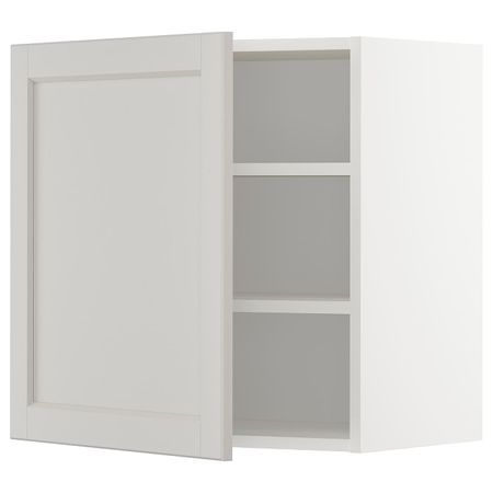 Шкаф навесной с полкой, белый/Лерхюттан светло-серый 60x60 см IKEA METOD МЕТОД 092.730.67