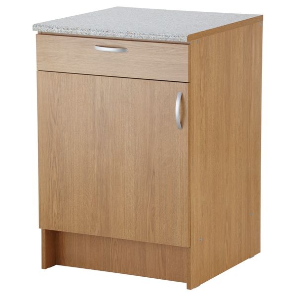 Напольный шкаф с дверью и ящиком АЛЬБРУ, под дуб (60x89 см) - фото 1