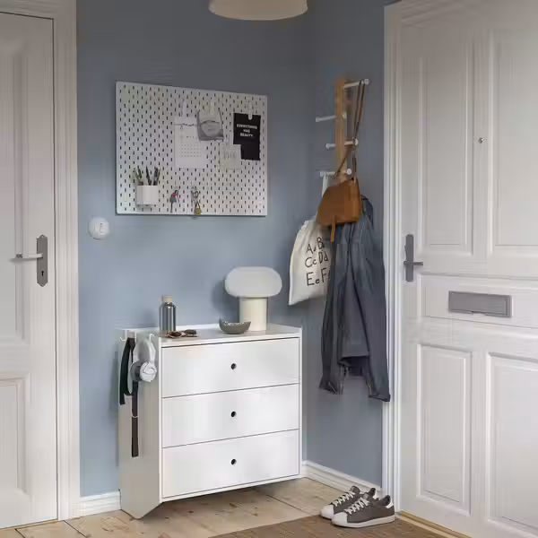 RACKNÄS РАККНЭС Комод с 3 ящиками - белый/настенный 69x78 см - фото 2