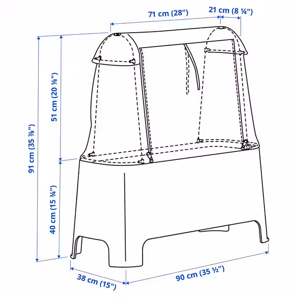 ASPAREN Набор для растения - для сада серый/прозрачный белый 89x38x91 см - схема-чертеж с размерами