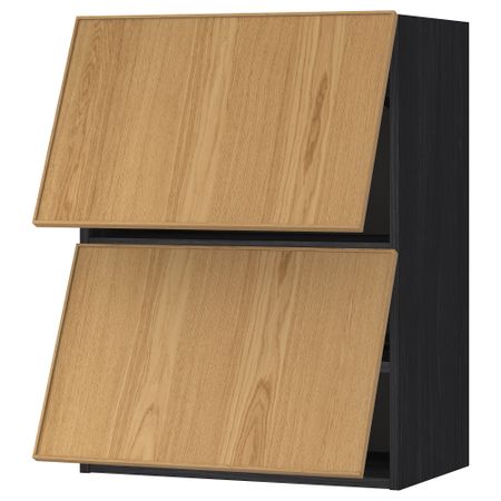 Навесной шкаф, 2 дверцы, горизонтальный МЕТОД, черный, Экестад дуб