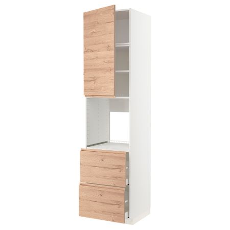 Высокий шкаф для духовки + дверь, 2ящика, 60x60x240 cm IKEA METOD МЕТОД, MAXIMERA МАКСИМЕРА 894.667.26