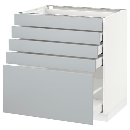 Напольный шкаф с 5 ящиками МЕТОД / МАКСИМЕРА, белый, Веддинге серый