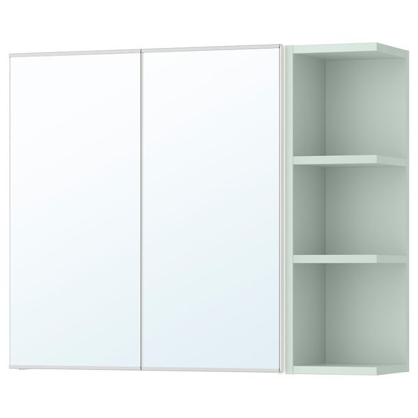 Зеркальный шкафчик с 2-мя дверцами, 1 открывающаяся полка ЛИЛЛОНГЕН, белый, бледно-зеленый (79x21x64 см) - фото 1