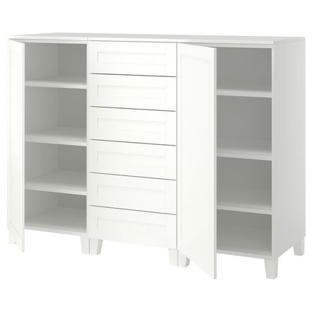 PLATSA Шкаф с дверцами и ящиками - белый/САННИДАЛЬ белый 180x57x133 см