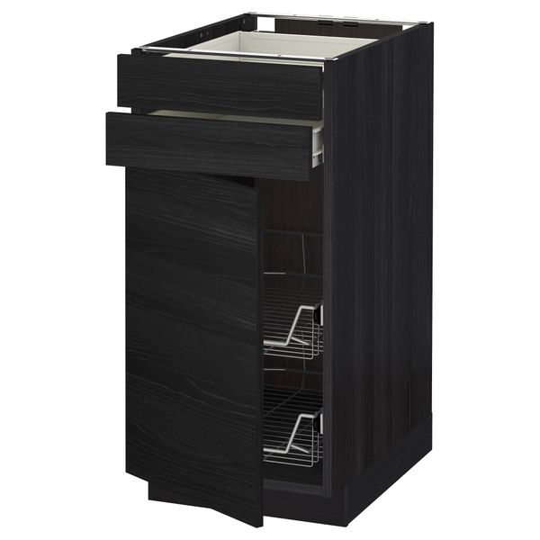 Напольный шкаф, дверца, 2 ящика, проволочных корзин МЕТОД / ФОРВАРА, черный, Тингсрид черный - схема-чертеж с размерами