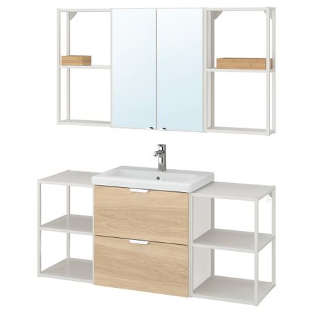 Мебель для ванной, 18 предмета, 140x43x65 cm IKEA TVÄLLEN ЛЕН ТВЭЛЛЕН, BEGIVENHET БЕГИВЕНХЕТ 793.376.12