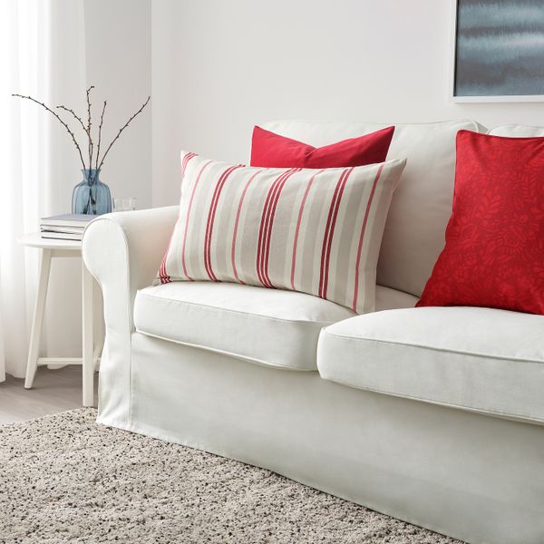 Чехол на подушку, бежевый/красный, в полоску, 40x65 см IKEA СМАЛСТЭКРА 604.474.13 - фото 3