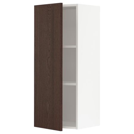 Навесной шкаф с полками, белый/Синарп коричневый 40x100 см IKEA METOD МЕТОД 894.046.44