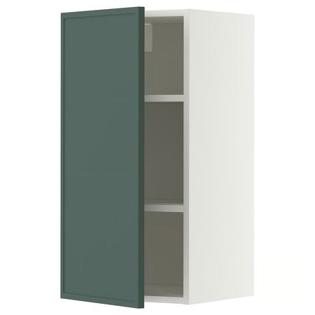 METOD Навесной шкаф с полками - белый/Aspudden темный серо-зеленый 40x80 см