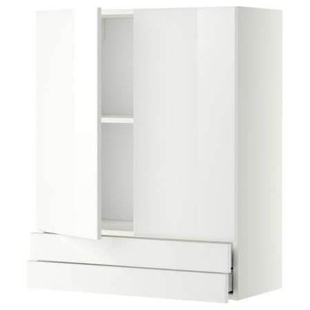Навесной шкаф/2дверцы/2ящика, белый/Рингульт белый 80x100 см IKEA METOD МЕТОД / MAXIMERA МАКСИМЕРА 694.446.84