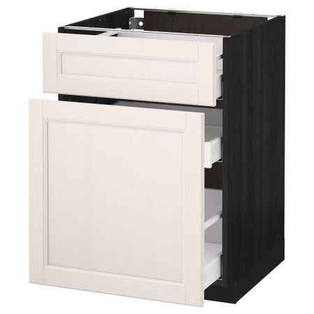 Напольный шкаф, выдвижной секцией, ящик МЕТОД / МАКСИМЕРА, черный, Лаксарби белый