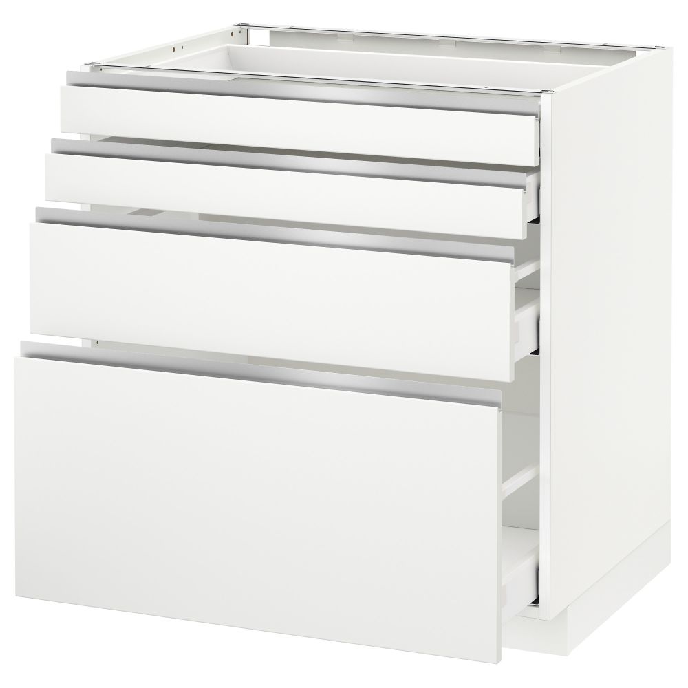 Напольный шкаф 4 фронтальных панели, 4 ящика МЕТОД / МАКСИМЕРА, белый, Нодста белый - схема-чертеж с размерами
