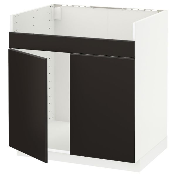 Напольный шкаф для двойной мойки ХАВСЕН, белый/Кунгсбакка антрацит 80x60 см IKEA METOD МЕТОД 392.807.02 - схема-чертеж с размерами