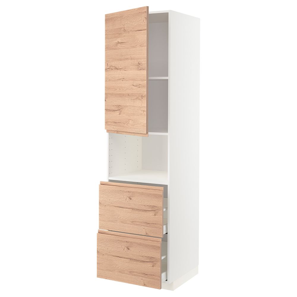 Высокий шкаф для СВЧ, дверца,2ящика, 60x60x220 cm IKEA METOD МЕТОД, MAXIMERA МАКСИМЕРА 594.652.57 - фото 1